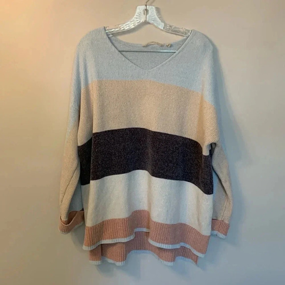 Soft Surroundings Colourblock V-Neck  Sweater XL - Picture 1 of 5